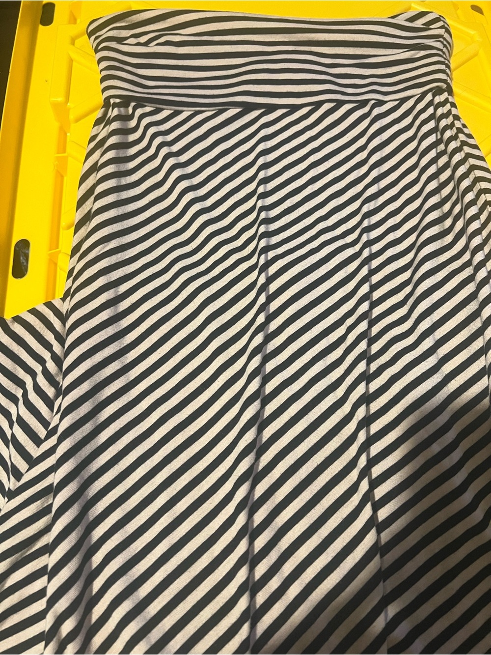 Black and Cream Striped Maxi Skirt